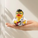 Elvis Duck Figurine, White Jumpsuit Design with Rhinestones, Decorative Collectible, 3.14 x 3.14 x 2.75 inches - Image 5