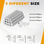 660Pcs Small Magnets, 3 Different Sizes Neodymium Magnet | Tiny Mini Rare Earth Magnets Multi-Use for Crafts Fridge, DIY, Office, Hobbies and Science - Image 3