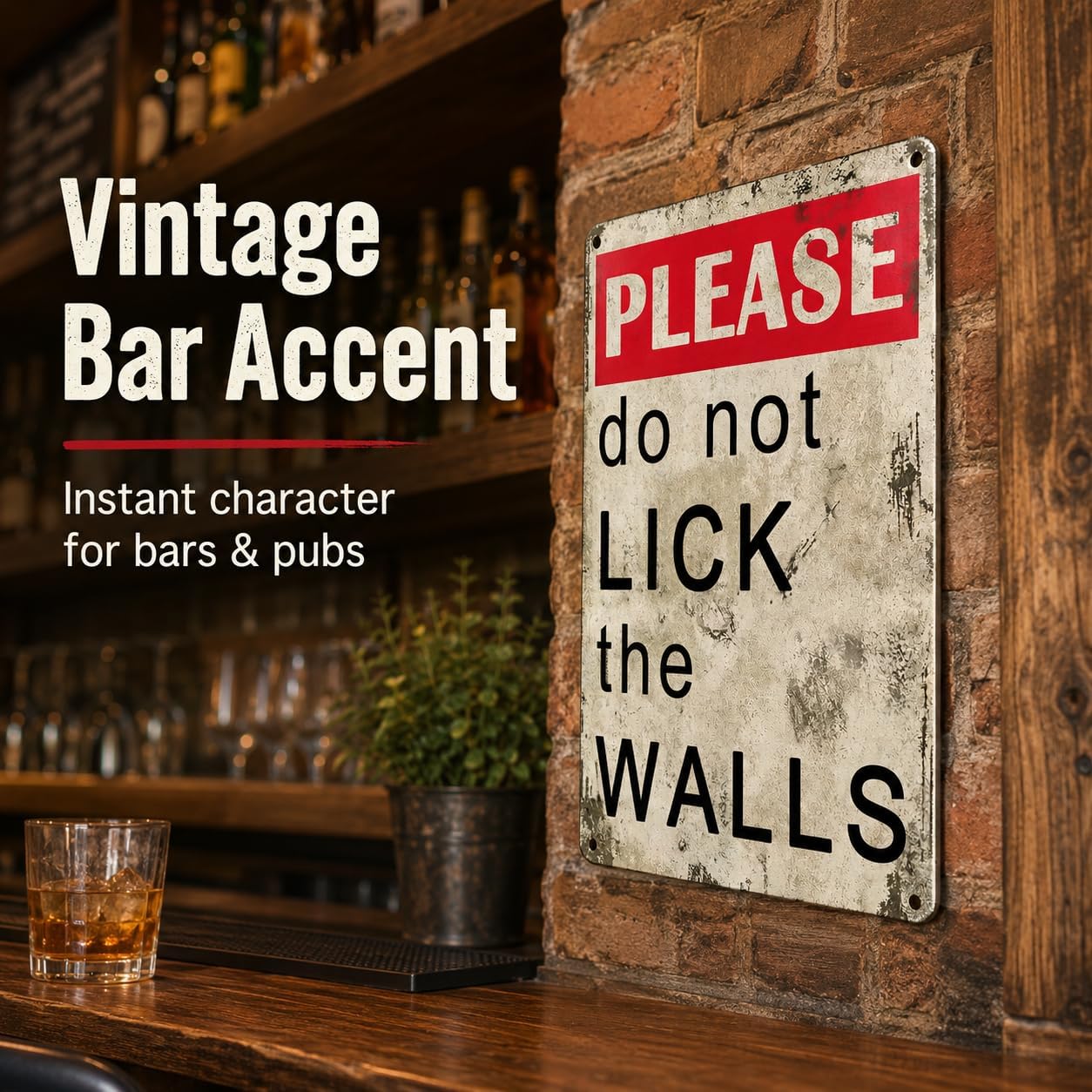 Please Do Not Lick The Walls Metal Sign, Funny Warning Wall Decor, Vintage Aluminum Plaque for Bar, Bathroom, Office, Man Cave, Kitchen, Garage, 8 x 12 Inch - Image 5