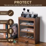 Pocket Knife Display Case for 25 Knives, Large Wooden knife Cases for Collections, Vertical Knife Storage Case with Acrylic transparent panel for Men Gifts (Walnut) - Image 3