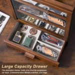 Pocket Knife Display Case for 25 Knives, Large Wooden knife Cases for Collections, Vertical Knife Storage Case with Acrylic transparent panel for Men Gifts (Walnut) - Image 5