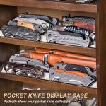 Pocket Knife Display Case for 25 Knives, Large Wooden knife Cases for Collections, Vertical Knife Storage Case with Acrylic transparent panel for Men Gifts (Walnut) - Image 6