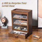 Pocket Knife Display Case for 25 Knives, Large Wooden knife Cases for Collections, Vertical Knife Storage Case with Acrylic transparent panel for Men Gifts (Walnut) - Image 8