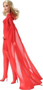 Barbie Signature Doll, Kylie Minogue Posable Collectible in “Padam Padam” Music Video Outfit with Red Bodysuit, Chiffon Cape and Lace-Up Boots - Image 6
