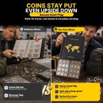 ANKHOH Coin Albums for Collectors, 300-Pocket Coin Collection Holder | 14 pages hold 240 small and 60 large coins in clear flap pockets,PU leather cover for coin shows and travel Black - Image 3