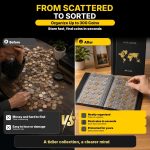 ANKHOH Coin Albums for Collectors, 300-Pocket Coin Collection Holder | 14 pages hold 240 small and 60 large coins in clear flap pockets,PU leather cover for coin shows and travel Black - Image 8