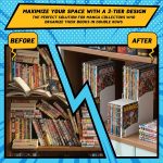 Thyle 2 Pack 2-Tier Manga Shelf Risers, Space-Saving Display Bookshelf Stand Organizer for Manga, Novels & Collectibles, Pla Book Riser for Maximizing Shelf Storage - Image 6