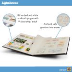 LIGHTHOUSE – “BASIC” Hard Cover Stockbook for Stamps – 32 White Cardstock 9”x12” (A4) Pages with Glassine Strips - Red - Image 5
