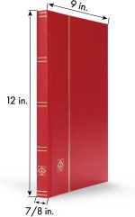 LIGHTHOUSE – “BASIC” Hard Cover Stockbook for Stamps – 32 White Cardstock 9”x12” (A4) Pages with Glassine Strips - Red - Image 6