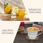 Modern Clear Coasters Set of 5- Glass Cute Coasters for Drinks, Amber | Crystal Coaster Round Chic Cup Mat Cute Coffee Table Coaster for Kitchen, Bar, Dining Room, Living Room, Patio - Image 6
