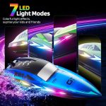 RC Boat for Kids Remote Control Boats Pool Lakes Bathtub Toy | 8 LED Light Modes,Whole Body Waterproof,Low Battery/Out of Range Alarm,2.4Ghz,15Kmh,Rechargeable Battery,Auto Paring,2Pack - Image 4