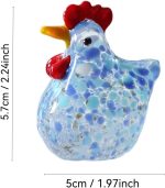 Blue Blown Liuli Gugu Glass Chicken Figurine for Desktop or Shelf Display Farmhouse Style Decorative Rooster Sculpture for Indoor Use - Image 3