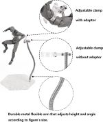 Action Figure Stand with Adjustable Metal Support Arm, Action Figure Display Holder Stand Base Compatible with HG RG SD SHF Gundam 1/144 Toy with Screwdriver (2Pcs Clear) - Image 3