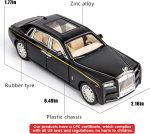 BDTCTK 1/32 Rolls-Royce Phantom Model Car,Zinc Alloy Pull Back Toy car with Sound and Light for Kids Boy Girl Gift (Black) - Image 3