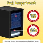 Toploader Dispenser & Penny Sleeve Holder - Dual Compartment Holds 250 Penny Sleeves & up to 50 Top Loaders, Stackable Card Storage Box with Dustproof Lid (Black) - Image 6