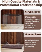 Fitense Full Size Acrylic Football Display Case Solid Wood Base | UV protective transparent holder with removable bracket, storage for signed football sports memorabilia collectibles - Image 6