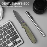 Kizer Pokiman CS Pocket Knife, 3.16" Sheepsfoot D2 Blade Folding Knife | Olive Green Micarta Handle, Gray PVD Coating & Stonewashed Finish, Thumb Stud Opener, Clutch Lock EDC Knife V3789M3 - Image 3