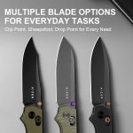 Kizer Pokiman CS Pocket Knife, 3.16" Sheepsfoot D2 Blade Folding Knife | Olive Green Micarta Handle, Gray PVD Coating & Stonewashed Finish, Thumb Stud Opener, Clutch Lock EDC Knife V3789M3 - Image 7