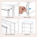 3 Tier Clear Display Case for Figures, Wall-Mounted Acrylic Storage Organizer Box, Stackable Display Cabinet with Magnetic Door & Removable Shelves, Showcase for Collectibles, Figures - Image 4