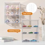 3 Tier Clear Display Case for Figures, Wall-Mounted Acrylic Storage Organizer Box, Stackable Display Cabinet with Magnetic Door & Removable Shelves, Showcase for Collectibles, Figures - Image 5