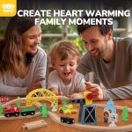 TOY Life Wooden Train Set with Crane, 60-Pc Track, Boys 3-8 | Magnetic Snap-Together, Fits Thomas Brio Chuggington, Fine-Motor Play, Unisex Kids, Birthday Gift - Image 7