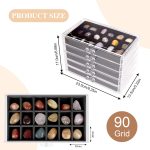 Rock Display Case, Rock Collection Box, 90 Grid Crystal Collection Display Case,Gemstone Display Shelf, Acrylic Clear Displays Cases Organizer for Gemstone Fossil Stone - Image 3