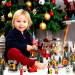 Woanger 29 Pieces Christmas Village Set LED Lighted Houses for Christmas Village Xmas Scene Figurines Decoration Crafted Poly Resin Collectables for Holiday Party Decor - Image 7