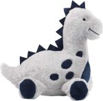 Lambs & Ivy Baby Dino Blue/Gray Plush Dinosaur Stuffed Animal Toy Plushie | Sits 9 Inches Tall, Ultra-Soft Gray Faux Fur w/ Navy Velour and Embroidery, All Ages, Named Spike - Image 4