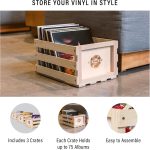 Crosley AC1004A-NA Vinyl Record Storage Crate, Natural | Holds Up to 75 Standard Records, Solid Wood, Easy to Assemble - Image 3