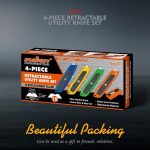 HORUSDY 4-Pack Box Cutter Utility Knife, Heavy Duty Aluminum Shell Retractable Box Cutter for Cardboard, Boxes and Cartons, Extra 10 Blades - Image 3