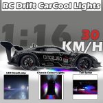 HTURCCOP 1:16 RC Drift Car 2.4GHz Spray 4WD LED Lights 30+KM/H High Speed Remote Control Car 2 Batteries 60Min Infinitely Variable Speed Drift Car Toys for Adults and Kids (Black 1:16) - Image 4