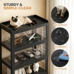 Magshion Display Cabinet with Acrylic Doors, 67.5" Tall, Black | Full 4-Side Transparent Display Case, 5 Tier Curio Cabinet for Collectibles, Books, Figures, Storage Cabinet for Bedroom - Image 7