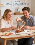 ROKR 3D Wooden Puzzle Harp Music Box, Building Model Kit with Mechanical Movement, Gift for Adults Women, Elegant Home Decor for Desk & Shelf - Image 3