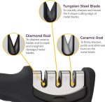 4-in-1 Kitchen Knife Accessories: 3-Stage Knife Sharpener Helps Repair, Restore, Polish Blades and Cut-Resistant Glove (Black) - Image 3