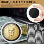 120 Pcs Silver Dollar Coin Holders, Clear Round Plastic Coin Cases with Adjustable Sponge Gasket (17-40mm), Coin Protectors for Collectors, Rare Coins, Black - Image 6