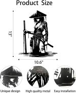 Xedatric Japanese Wall Art,Anime Wall Art,Samurai Decor | Matte Black Female Warrior with Katana Metal Sculpture | Anime-Style Home Decor - Image 3