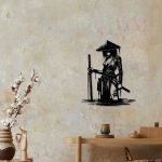 Xedatric Japanese Wall Art,Anime Wall Art,Samurai Decor | Matte Black Female Warrior with Katana Metal Sculpture | Anime-Style Home Decor - Image 4