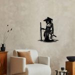 Xedatric Japanese Wall Art,Anime Wall Art,Samurai Decor | Matte Black Female Warrior with Katana Metal Sculpture | Anime-Style Home Decor - Image 5