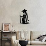 Xedatric Japanese Wall Art,Anime Wall Art,Samurai Decor | Matte Black Female Warrior with Katana Metal Sculpture | Anime-Style Home Decor - Image 6