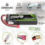 OVONIC 6000mAh 80C 2S 7.4V Lipo Battery Hardcase with Dean-Style T Connector for 1:8 Scale RC Car, RC Airplane, RC Helicopter, RC Boat (2 Pack) - Image 3