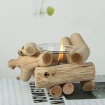 Sziqiqi Handmade Wooden Tea Light Candle Holder with Glass Cup Rustic Country Coastal Style for Farmhouse Home Decoration Home Altar Decoration Holiday Wedding Decoration - Image 5