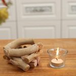 Sziqiqi Handmade Wooden Tea Light Candle Holder with Glass Cup Rustic Country Coastal Style for Farmhouse Home Decoration Home Altar Decoration Holiday Wedding Decoration - Image 7