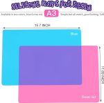 LEOBRO Silicone Mat for Resin Molds, 2 PCS 15.7" x 11.7" Playdough Mat, Silicone Mats for Crafts, Jewelry Resin Molds Mats, for Clay, Paint, Blue & Rose Red - Image 3