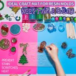 LEOBRO Silicone Mat for Resin Molds, 2 PCS 15.7" x 11.7" Playdough Mat, Silicone Mats for Crafts, Jewelry Resin Molds Mats, for Clay, Paint, Blue & Rose Red - Image 6