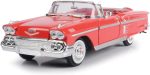 Motor Max 1:24 W/B American Classics 1958 Chevrolet Impala Convertible Diecast Vehicle for unisex-children, Red - Image 3