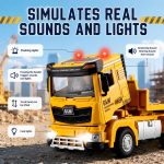 Alloy Die-Cast Construction Vehicles Toys Set w/Semi Truck, Excavator & Bulldozer - Real Lights & Sounds, Movable Parts - Learning Toys Gift for 3-7 Year Old Boys Girls - Image 5