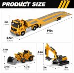 Alloy Die-Cast Construction Vehicles Toys Set w/Semi Truck, Excavator & Bulldozer - Real Lights & Sounds, Movable Parts - Learning Toys Gift for 3-7 Year Old Boys Girls - Image 6