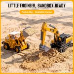 Alloy Die-Cast Construction Vehicles Toys Set w/Semi Truck, Excavator & Bulldozer - Real Lights & Sounds, Movable Parts - Learning Toys Gift for 3-7 Year Old Boys Girls - Image 7