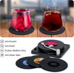 Retro Vinyl Record Coasters with Player, Set of 6 Music Coasters for Drinks - Image 7