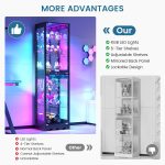 Dystler 6 Tier Glass Display Cabinet with RGB Lights | Adjustable Shelves, Human Sensor Lighting Curio Cabinet, Modern LED Display Case for Collectibles, Black - Image 6